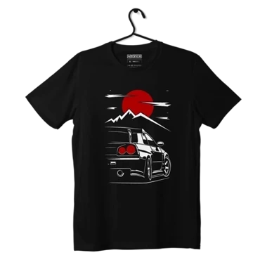 Black T-shirt NISSAN R34 MOUNTAINS