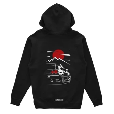 Czarna bluza z kapturem NISSAN R34 GÓRY