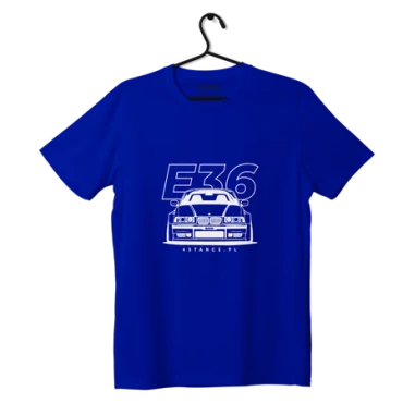 T-shirt koszulka przód BMW E36 niebieska
