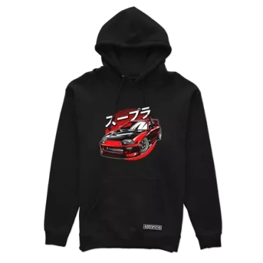 Czarna bluza z kapturem Toyota Supra mk4 Red