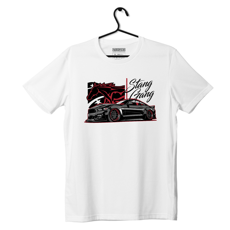 Biały T-shirt koszulka FORD Mustang Stang Gang