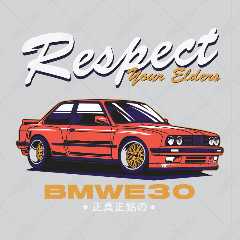 White T-shirt BMW E30 Respect