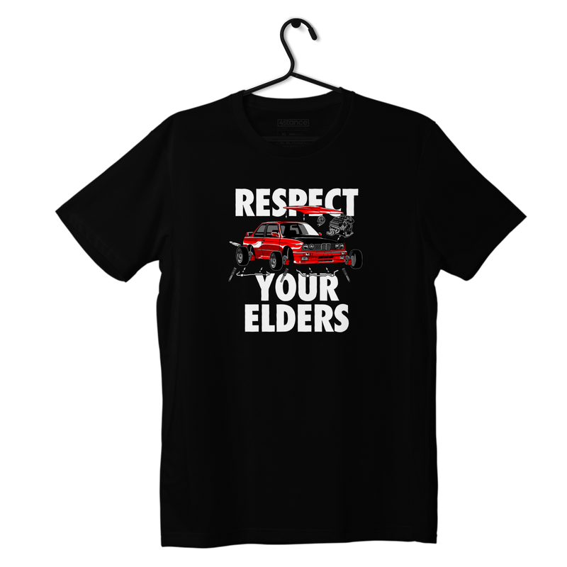 Czarny T-shirt koszulka BMW E30 RESPECT YOUR ELDERS
