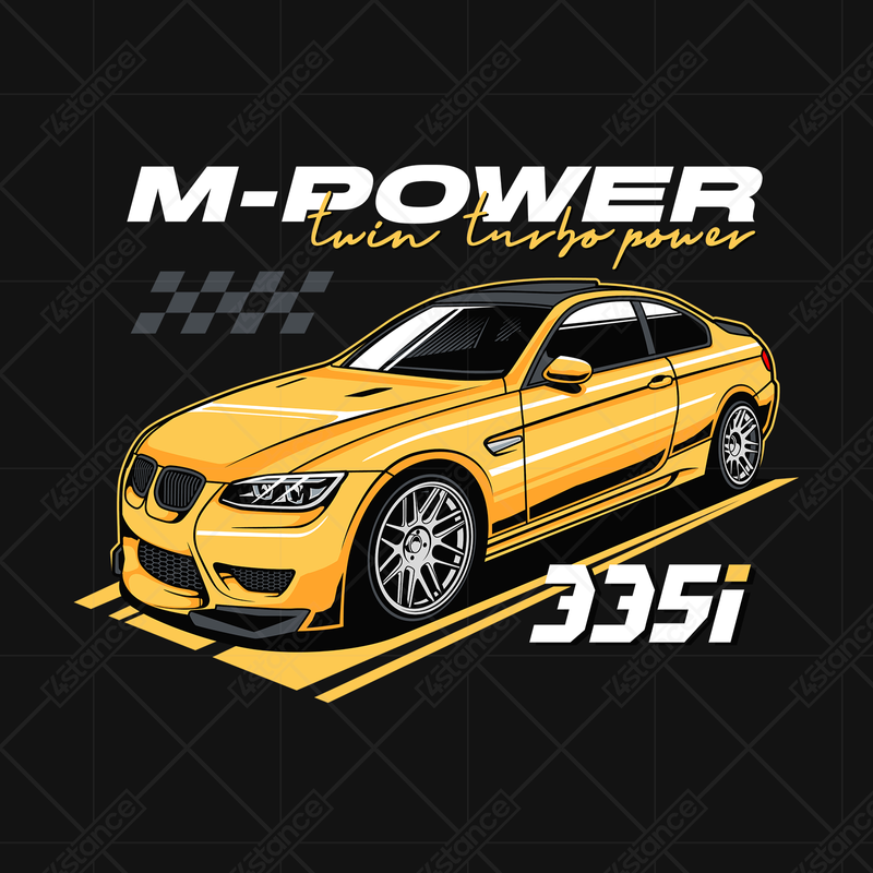 Černá mikina BMW E90 M3 žlutá