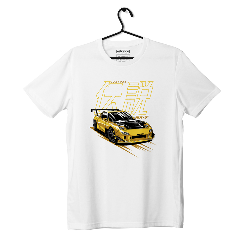 Biały T-shirt koszulka Mazda RX7 JDM