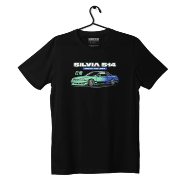 Czarny T-shirt koszulka NISSAN SILVIA S14 FALKEN