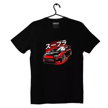 Czarny T-shirt koszulka Toyota Supra mk4 Red