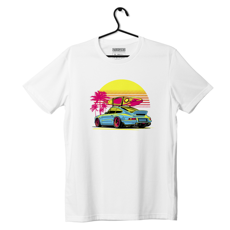 Biały T-shirt koszulka Porsche 911 Singer
