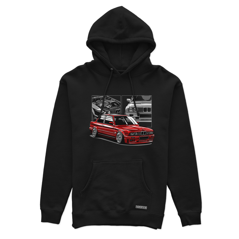Czarna bluza z kapturem czerwone BMW E30 M3