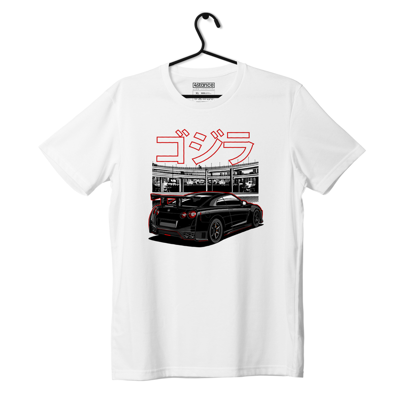 Weißes T-Shirt Nissan Skyline GT-R R35 Rückseite