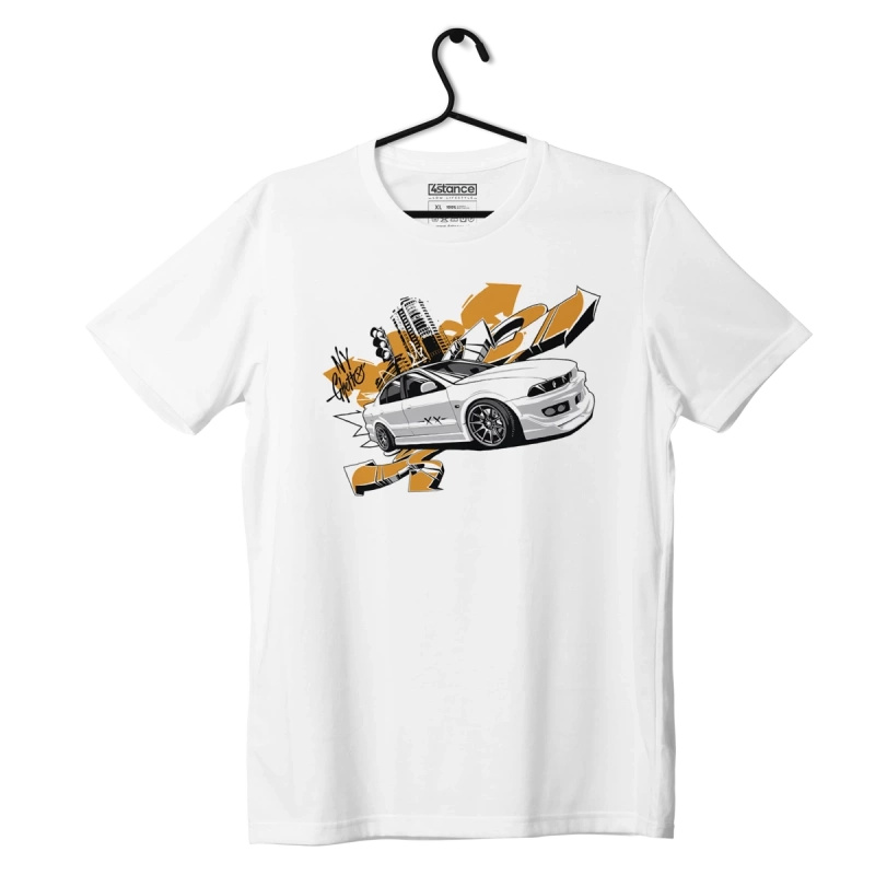 Biały T-shirt MITSUBISHI GALANT 