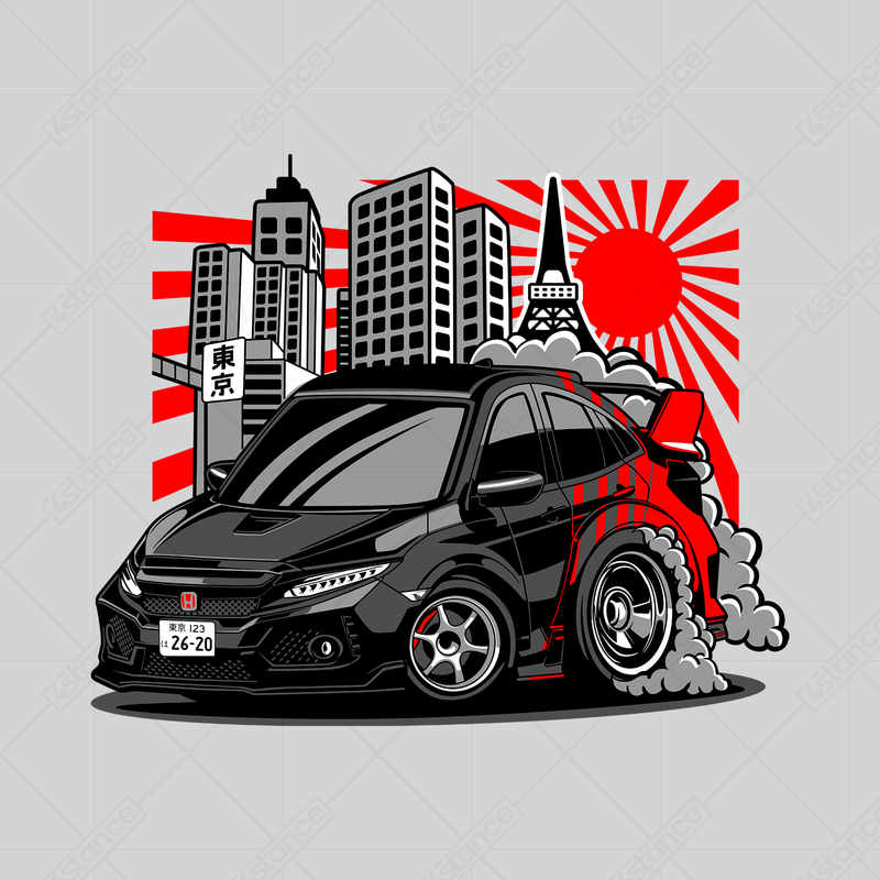 Černá mikina Honda Civic FK8