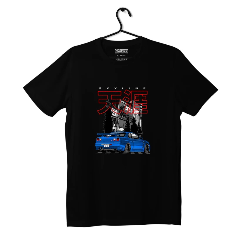 Czarny T-shirt Nissan Skyline GT-R R34 Stance