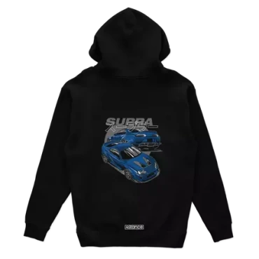 Czarna bluza z kapturem Toyota Supra mk4 Blue
