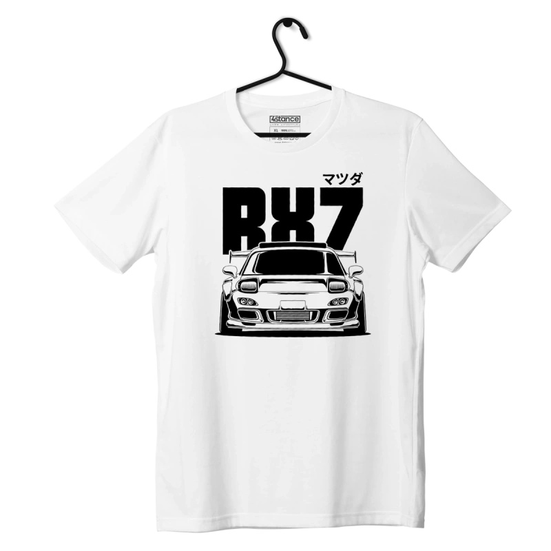 Biały T-shirt MAZDA RX-7 BW