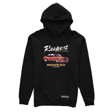 Czarna bluza z kapturem BMW E30 Respect