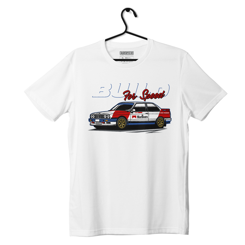 Weißes T-Shirt BMW E30 Marlboro