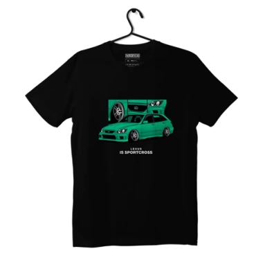 Czarny T-shirt LEXUS IS Sportcross zielony