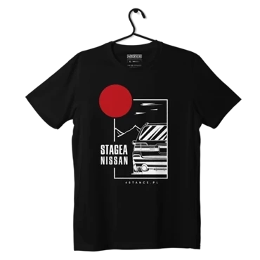 Czarny T-shirt NISSAN STAGEA JDM