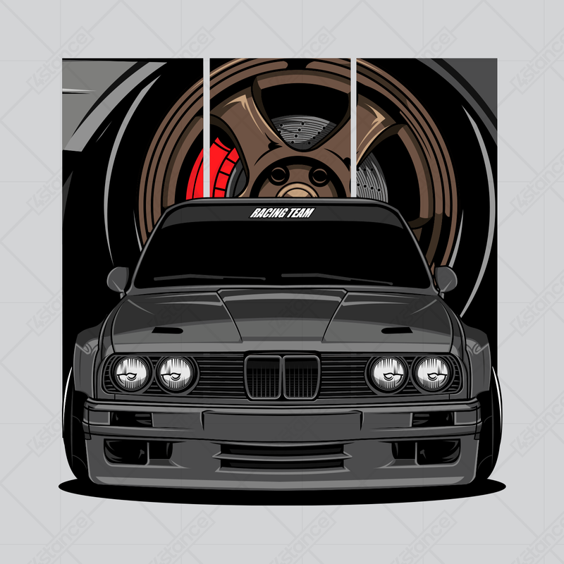 Schwarzes BMW E30 grau Sweatshirt