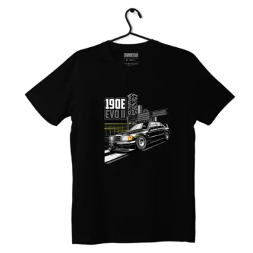 Czarny T-shirt Mercedes W201 E190 AMG EVOII