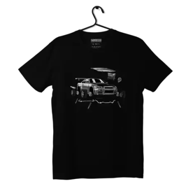 Czarny T-shirt Nissan Skyline GT-R R34 Crank Out