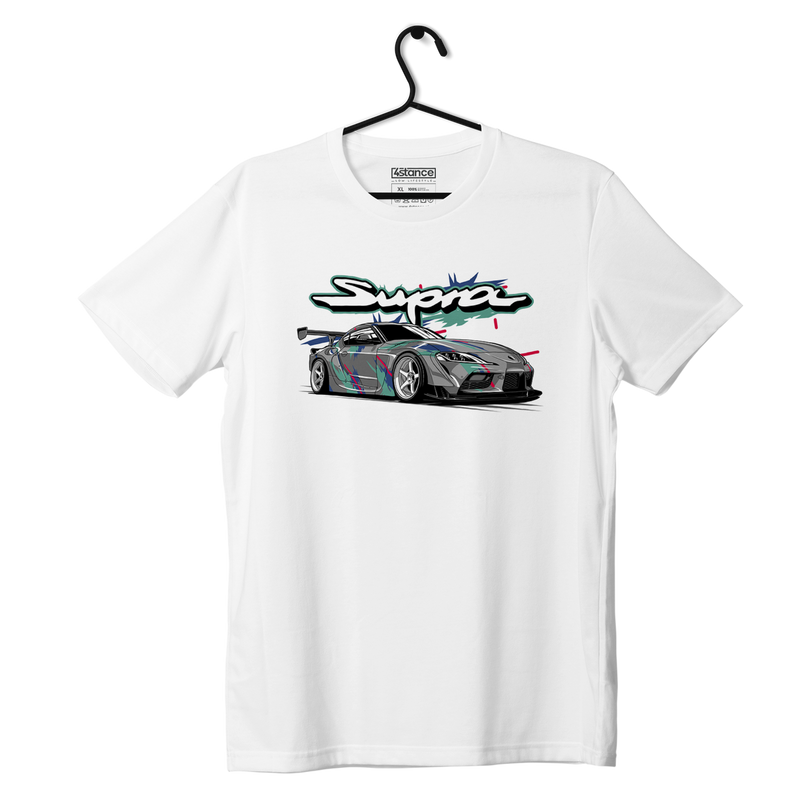 White T-shirt Toyota Supra mk5 HKS