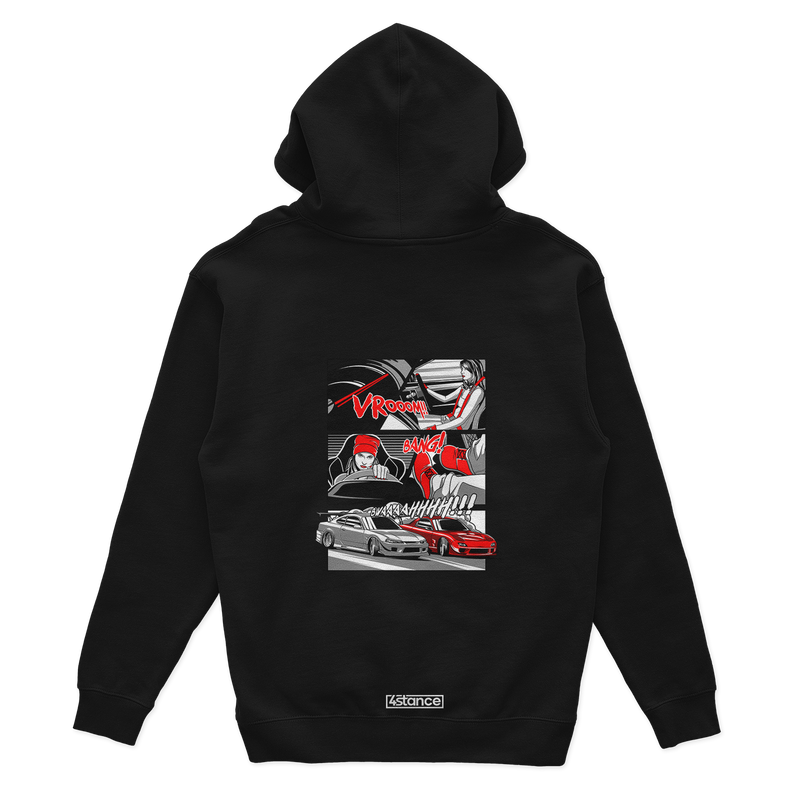 Schwarzer COMIC DRIFT-Kapuzenpullover