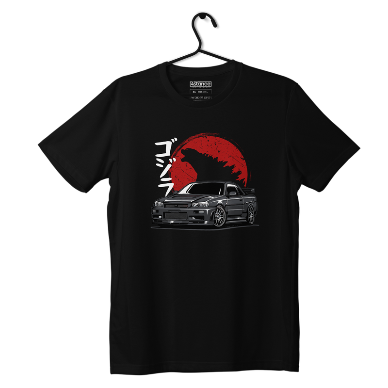 Schwarzes T-shirt NISSAN GTR R34 GODZILLA