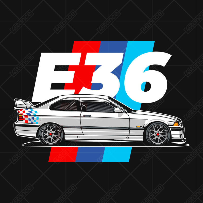 Čierna mikina BMW E36 ilustrácie