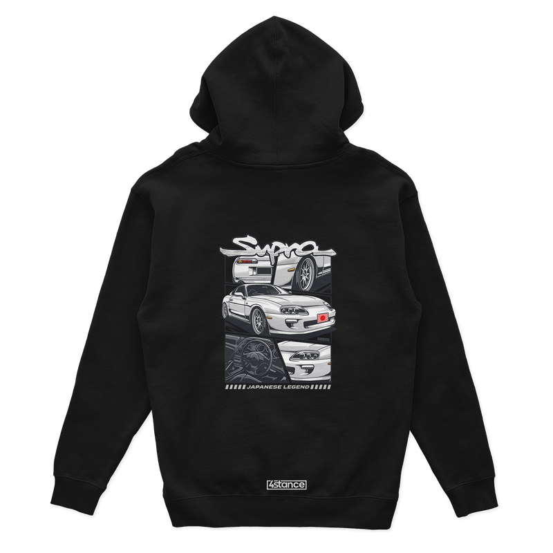 Black hooded sweatshirt TOYOTA SUPRA MK4 MANGA