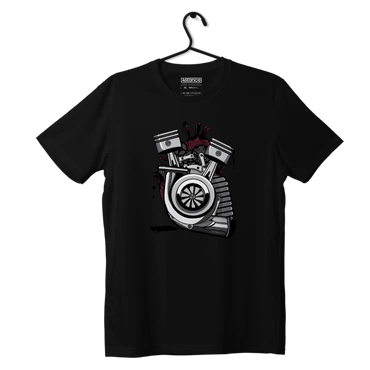 Czarny T-shirt koszulka SERCE TURBO