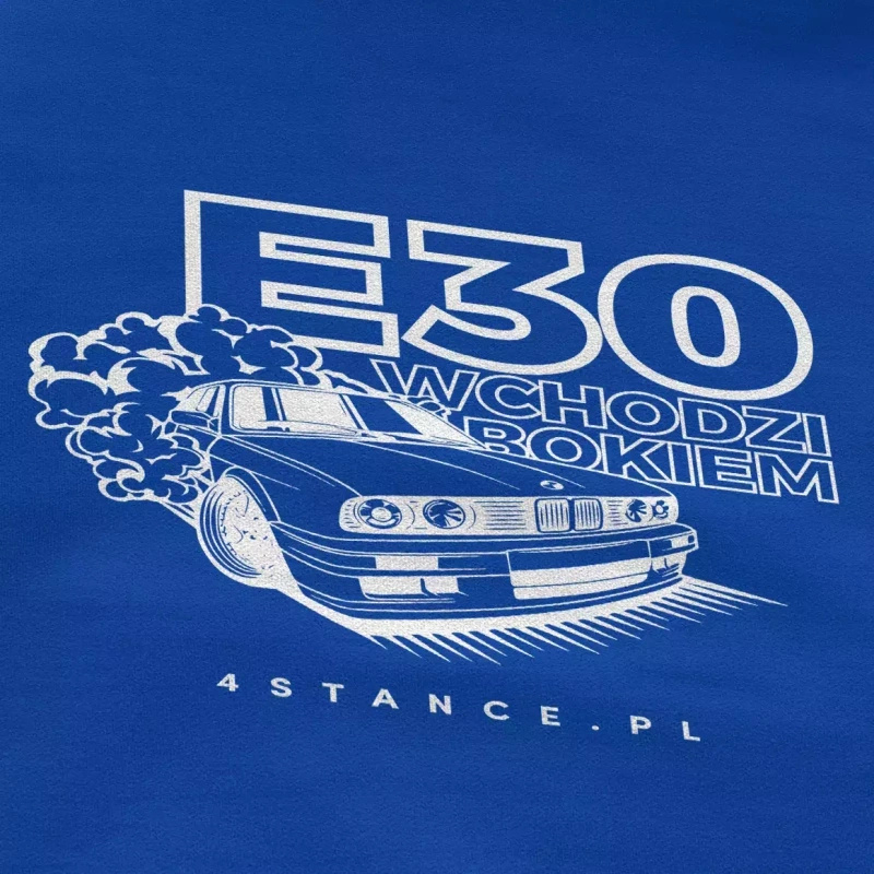 BMW E30 Sweatshirt mit Kapuze Goes sideways blau