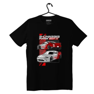Czarny T-shirt Nissan Silvia S15 S-CHASSIS