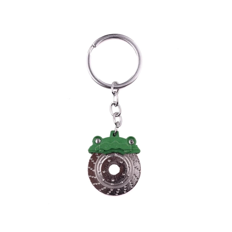 Brake disc keychain with caliper green