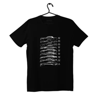 Czarny T-shirt koszulka FORD Mustang history