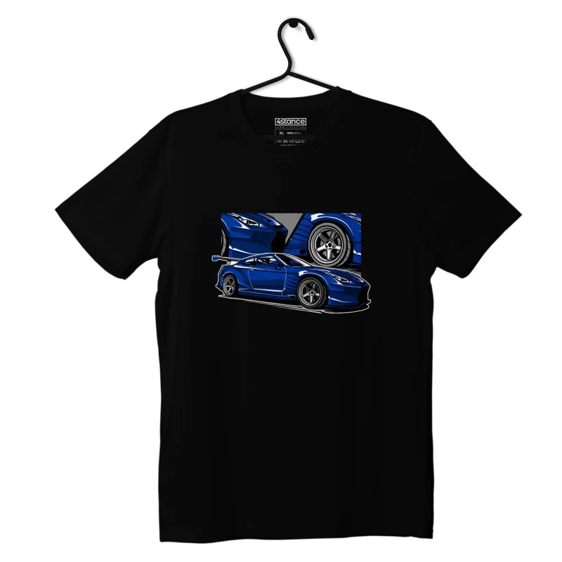 Black T-shirt Nissan Skyline GT-R R35 Blue