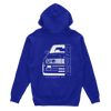 Hooded sweatshirt front BMW E30 blue
