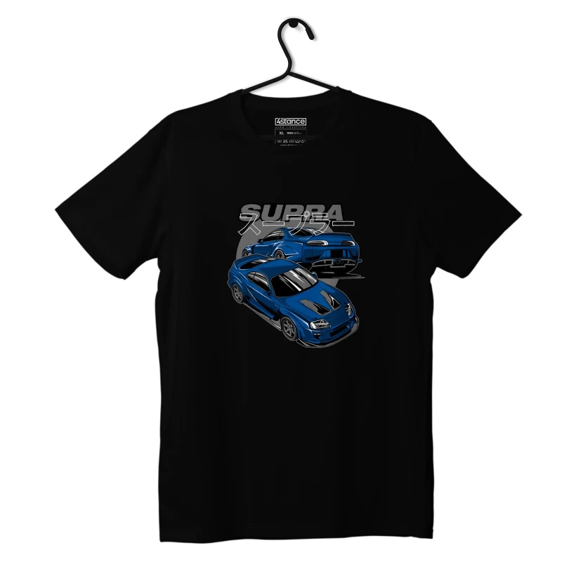 Schwarzes T-Shirt Toyota Supra mk4 Blau