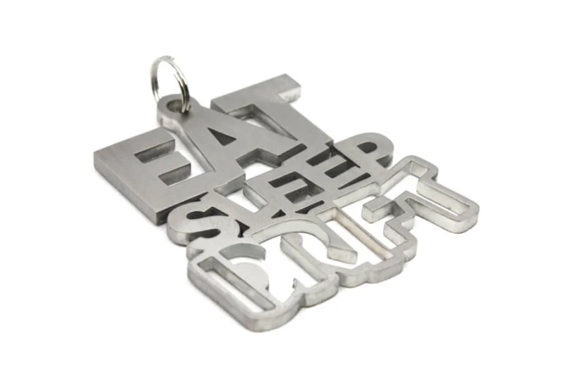 Stainless steel keychain eat sleep drift