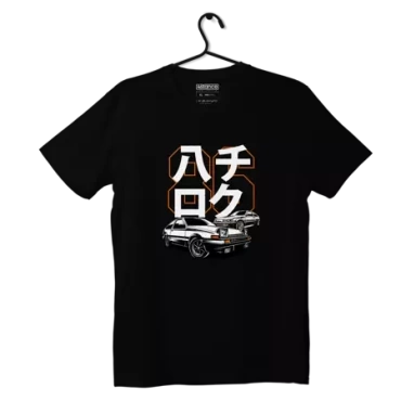Czarny T-shirt koszulka Toyota AE86 HACHIROKU