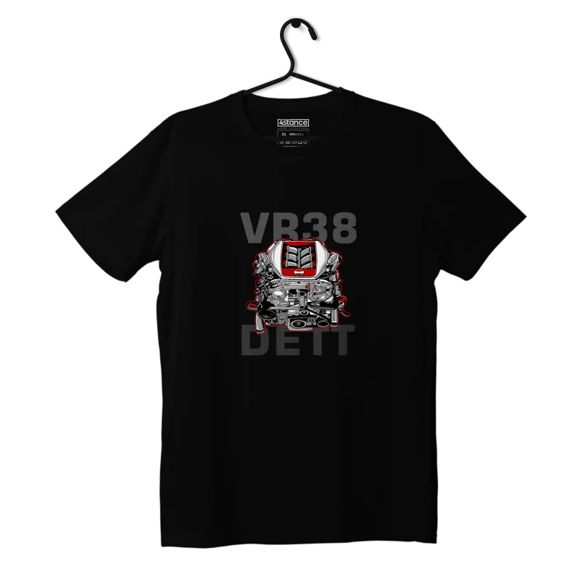 Czarny T-shirt koszulka silnik VR38 DETT