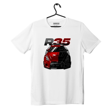 Weißes T-Shirt Nissan Skyline GT-R R35 Liberty Walk