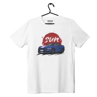 Biały T-shirt koszulka FORD MUSTANG SUN