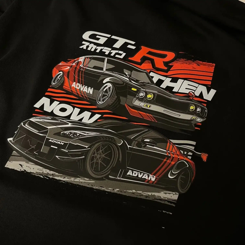 Schwarzer Kapuzenpullover Nissan Skyline GT-R ADVAN