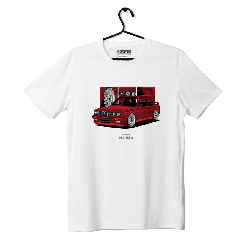 Weißes T-Shirt BMW E30 M3 Coupe