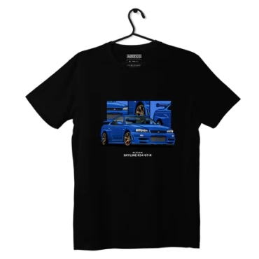 Czarny T-shirt koszulka NISSAN SKYLINE R34