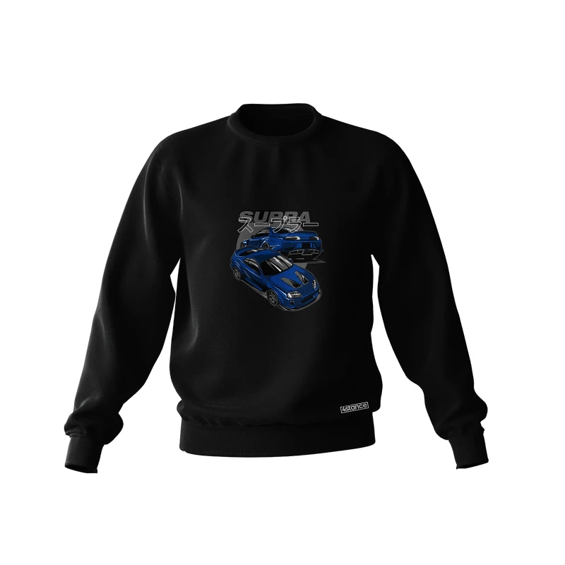 Schwarzes Toyota Supra mk4 Blaues Sweatshirt