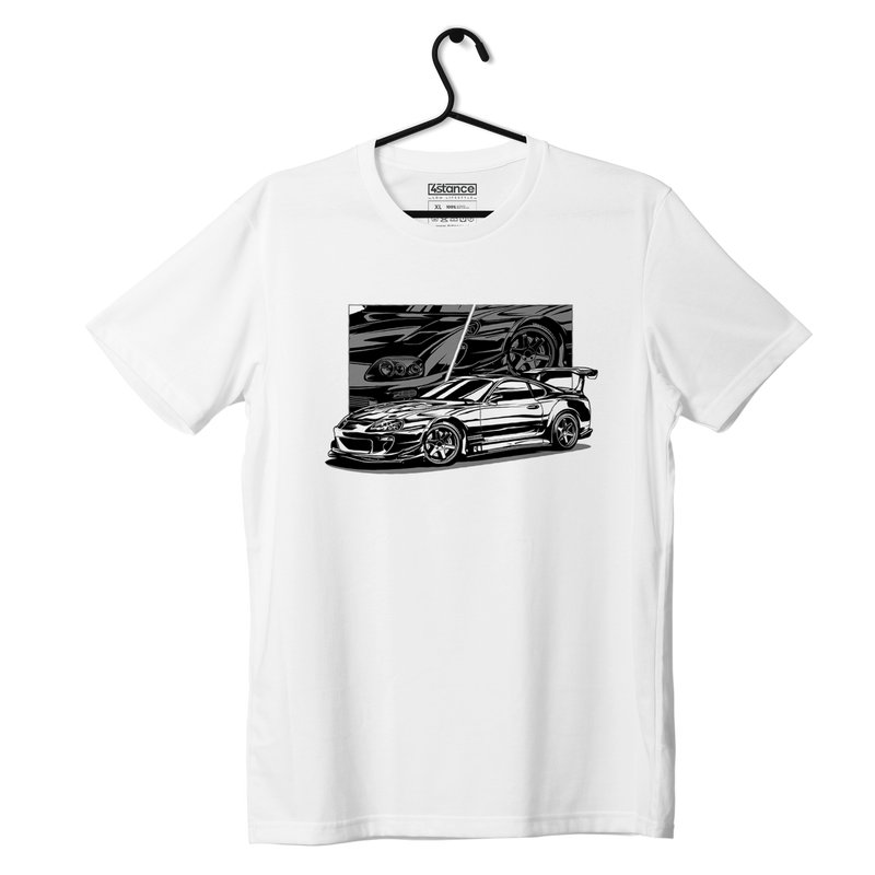 White T-shirt Toyota Supra mk4 B/W