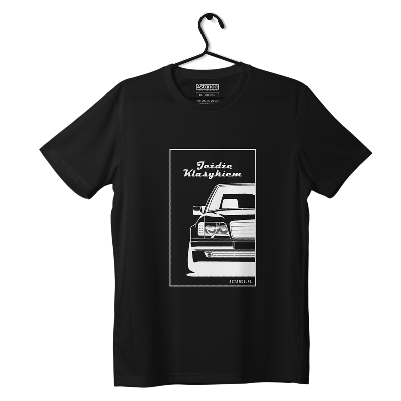 Black MERCEDES W124 T-shirt I drive a classic